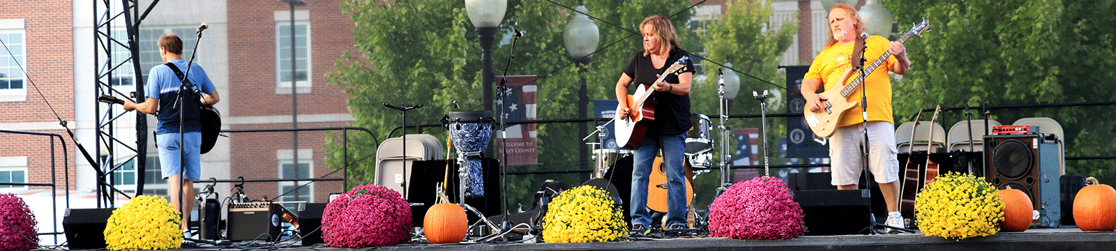 Hippie Fingers band playing on the Versailles Pumpkin Show stage in Versaille, Indiana.