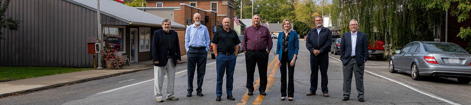 Friendship State Bank directors in front of The Friendship State Bank in Friendship, Indiana.